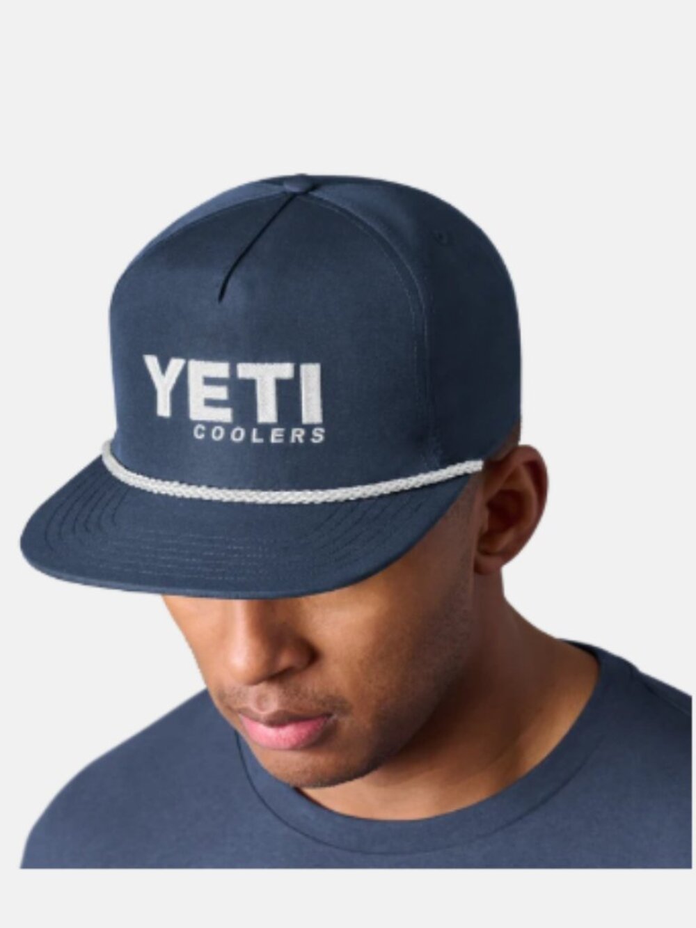 YETI Coolers Flat Brim Rope Hat Grayish/Navy – Unisex Adjustable